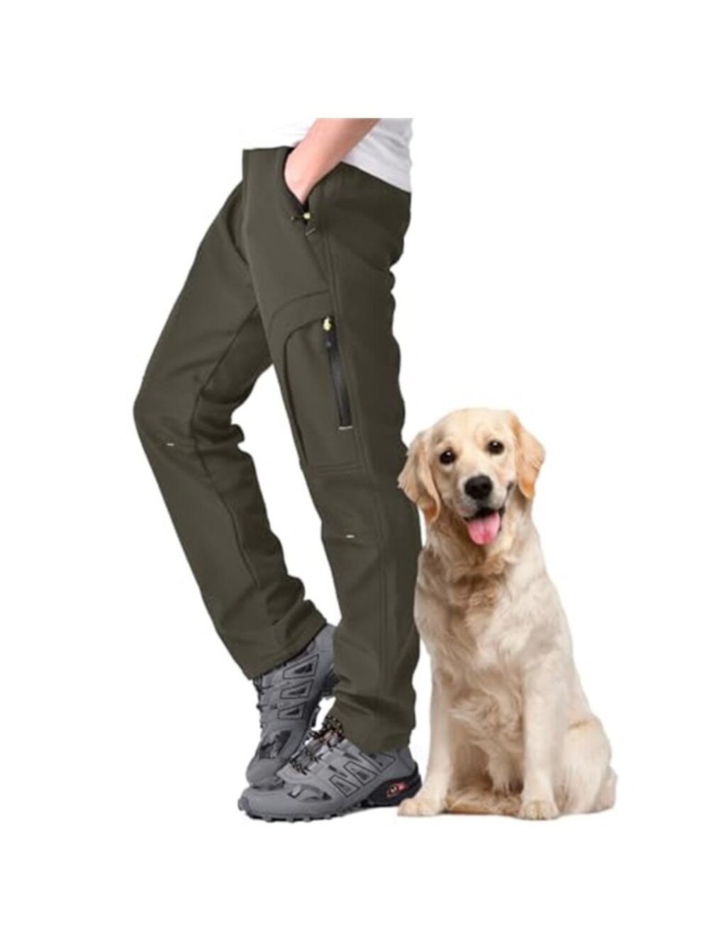 Men's Hiking Snow Pants Skiing Winter Insulated Fleece Lined Water Repellent